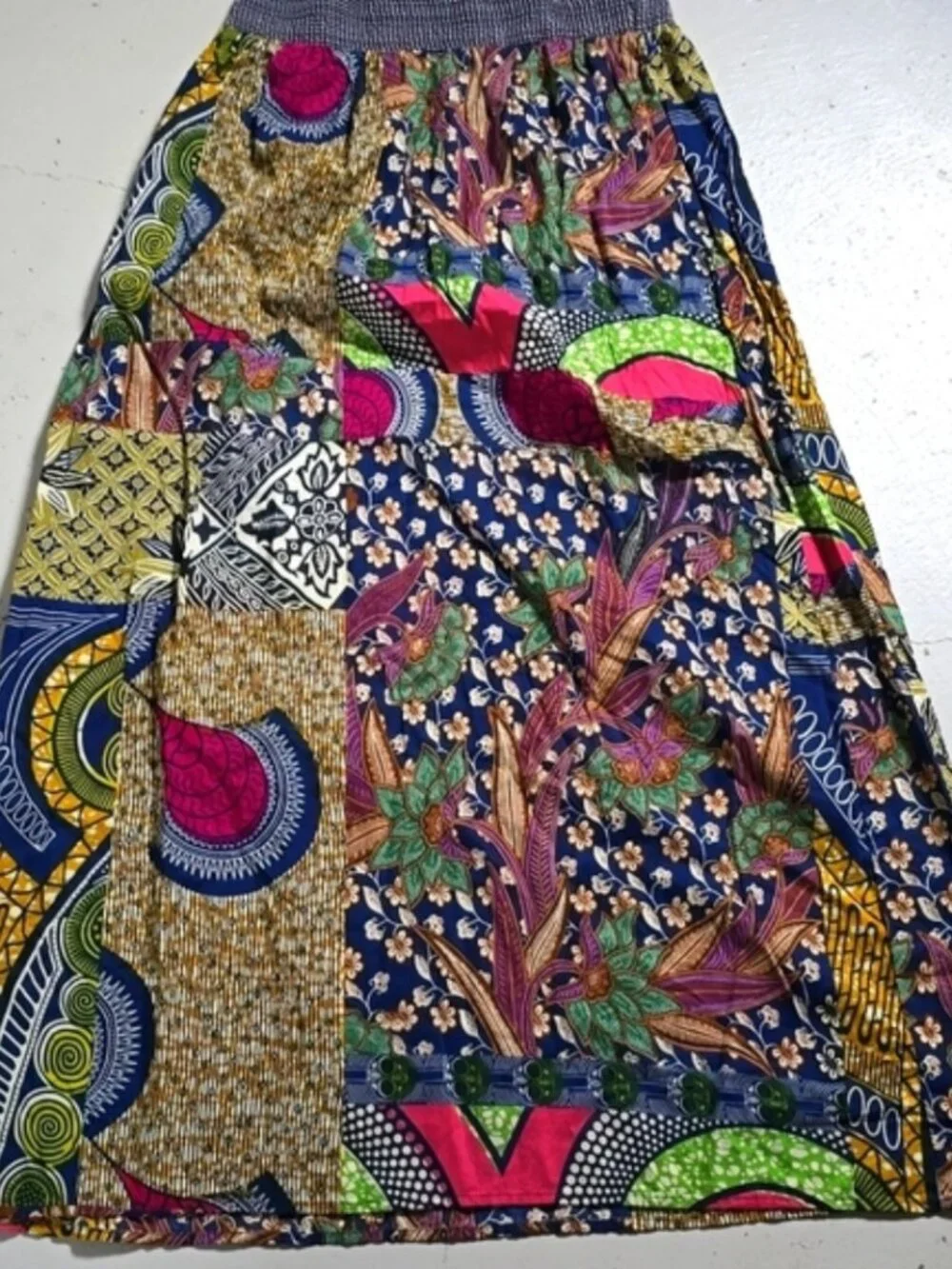 Anthropologie Edme & Esyllte Boho Floral Batik Print Maxi Skirt Size 4 Patchwork - Picture 5 of 8